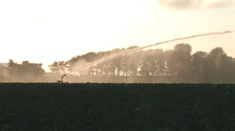 Crop irrigator working - wide Stock Footage 26119829
