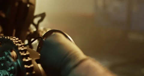 Crop mechanic tightening bolt with socket wrench Stock Footage 265007512