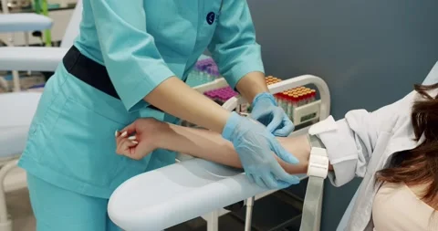 Crop nurse taking blood sample of patient. Stock Footage 229787737