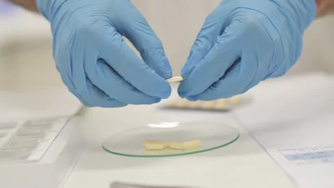 Crop pharmacist taking capsules out of plate Stock Footage 269343072