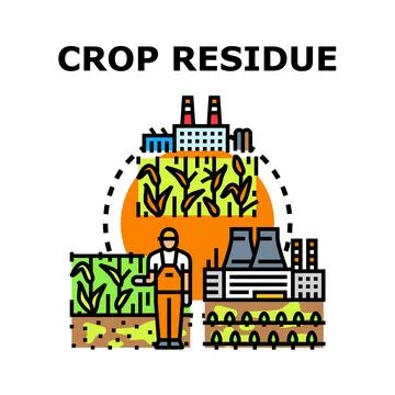 Crop residue processing for energy production concept Stock Illustration