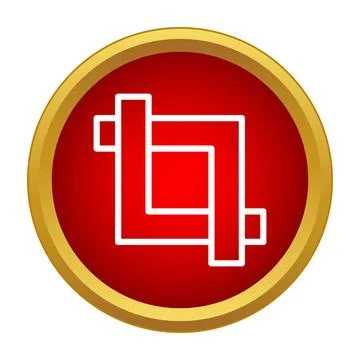 Crop tool button icon on red background Stockillustratie
