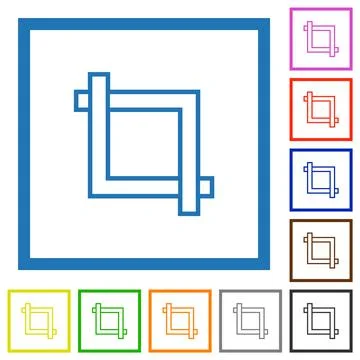Crop tool flat framed icons 스톡 일러스트