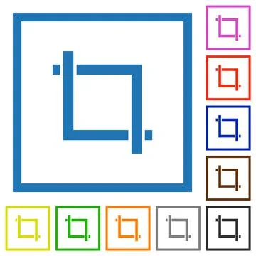 Crop tool flat framed icons 스톡 일러스트
