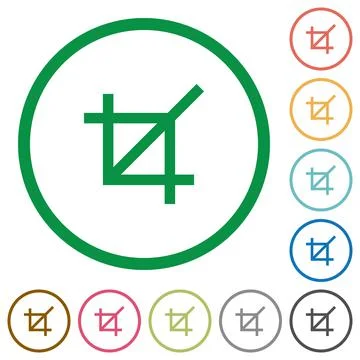 Crop tool flat icons with outlines Stock Illustration