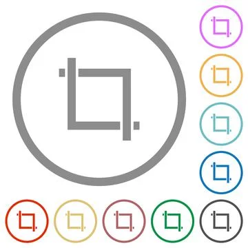 Crop tool flat icons with outlines Illustrazione stock