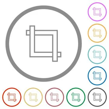 Crop tool flat icons with outlines Stock Illustration