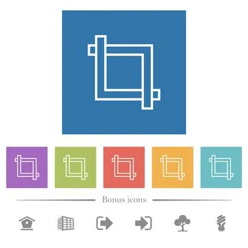 Crop tool flat white icons in square backgrounds Stock Illustration