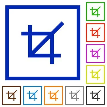Crop tool framed flat icons Stock Illustration