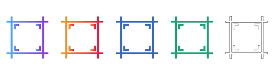 Crop Tool Framing Icon Set Stock Illustration