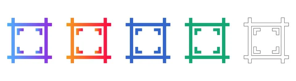 Crop Tool Interface Icon Set Stock Illustration