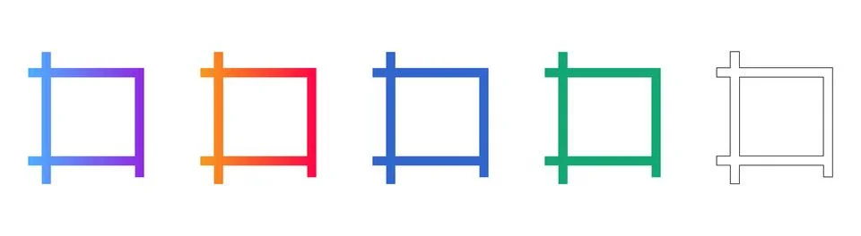 Crop Tool Interface Icon Set イラスト素材