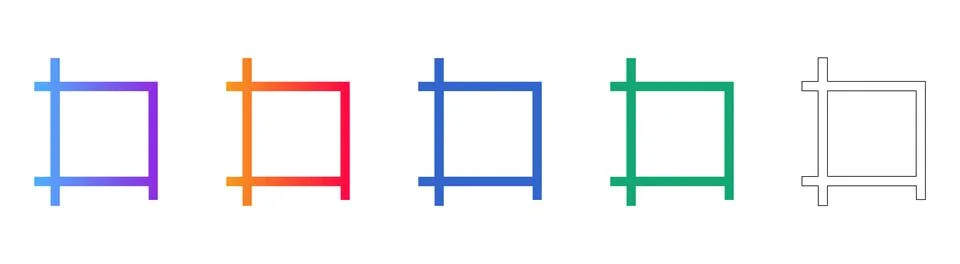 Crop Tool Interface Icon Set Stock Illustration
