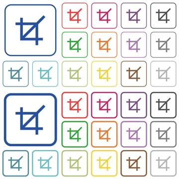 Crop tool outlined flat color icons Illustrazione stock