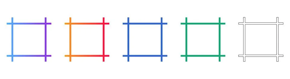 Crop Tool Square Icons Set Stock Illustration