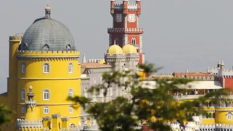 Crop view colored palace on hill Video stock 100447185