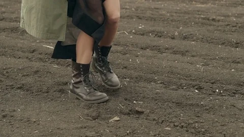 Crop woman playing with ground Stock Footage