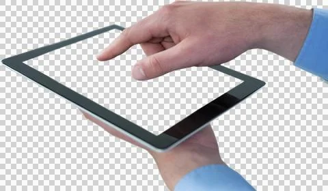 Croped hands of businessman using digital tablet Stock Illustration