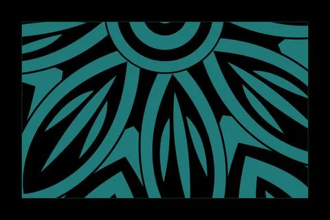 A cropped abstract floral pattern uses thick teal contours and black negati.. Stock Illustration