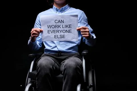 Cropped disabled man can work as anyone else Foto stock