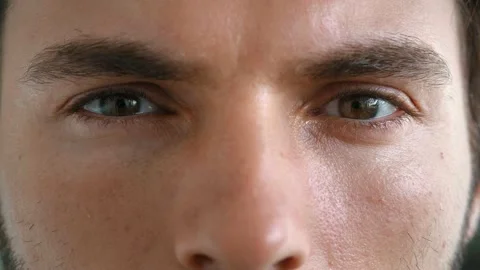 Cropped face portrait of a 30 years old male model, Caucasian man with Stock Footage 212418639