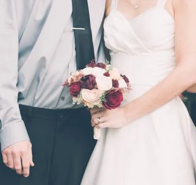 Cropped Front View of a Bride and Groom Fotos Stock