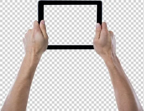 Cropped hand holding digital tablet イラスト素材