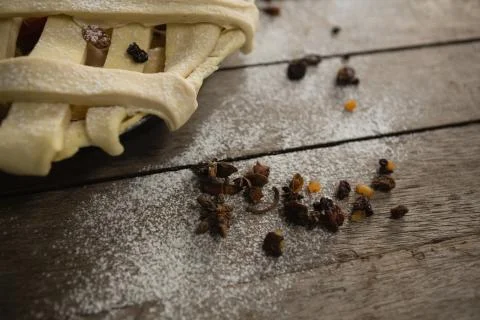 Cropped image of apple pie with spices Stock Photos