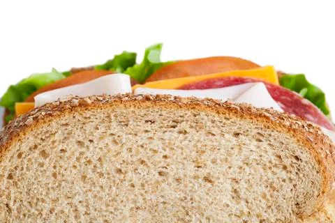 Cropped image of ham sandwich Stock Photos