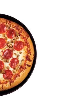 Cropped image of a pepperoni pizza Stock Photos