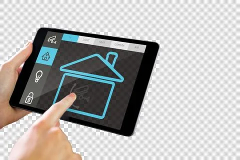 Cropped image of person using digital tablet Stock Photos