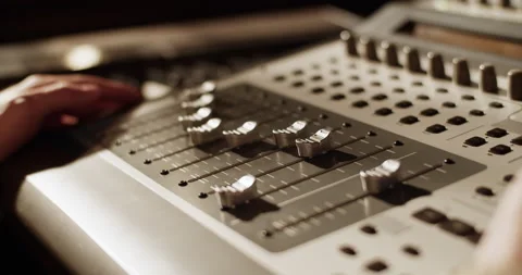 Cropped musician using mixing console Stock Footage 201852513