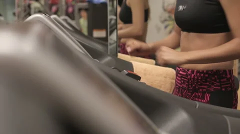 Cropped scene of running on treadmill Stock Footage 63206294
