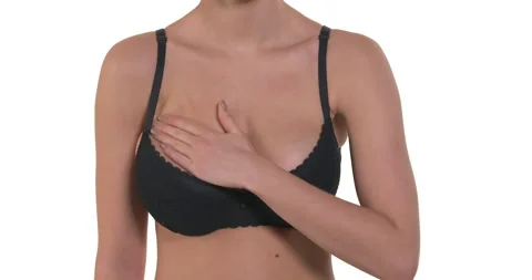 Woman Wearing Support Bra and Compression Band Post Breast Surgery