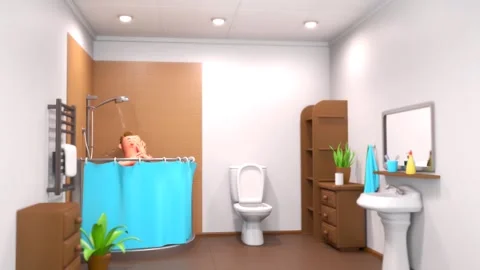Cropped Shot of a Handsome Young Man Having a Refreshing Shower at Home. Vídeo Stock 260691981