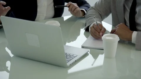 Cropped shot of managers working with laptop Video stock 114010198