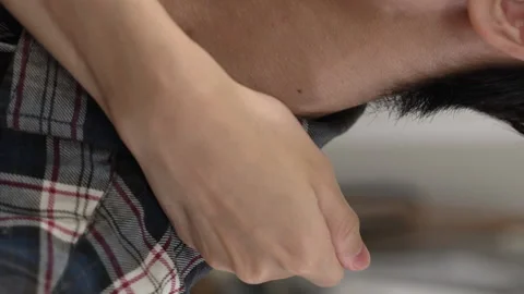 Cropped shot of a stressed asian young man Video stock 219399294