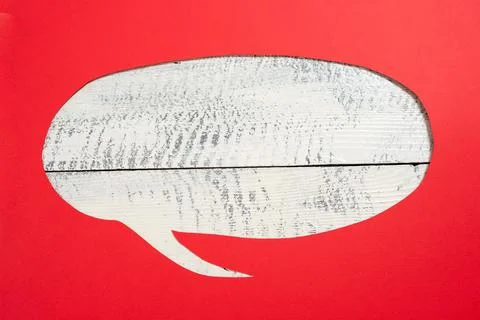 Cropped Speech Bubble With Important Message Placed On Floor. Cut Dialogue Stock Photos