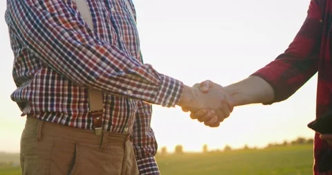 Cropped view of the handshake between the young farmer and his couch at the Stock Footage 157644607