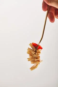 Cropped view man taking slice Stock Photos