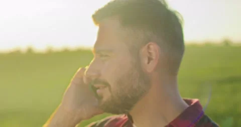 Cropped view of the optimistic caucasian farmer scientist in plaid shirt Stock Footage 157645859