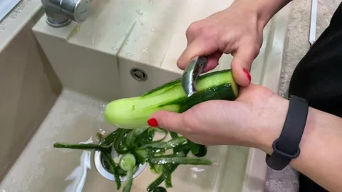 Cropping of cucumber Stock Footage 123967870