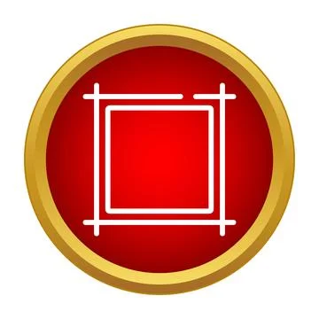 Cropping tool icon on a red round button Stock Illustration