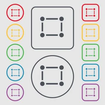 Crops and Registration Marks icon sign. symbol on the Round and square button Illustrazione stock