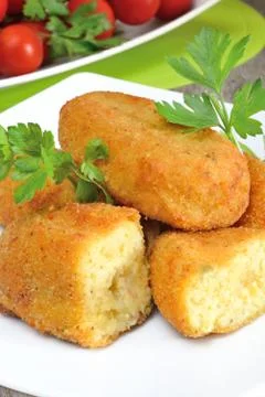 Croquettes of potatoes Stock Photos