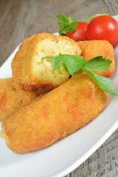 Croquettes of potatoes Foto stock
