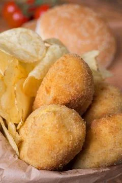 Croquettes of potatoes Stock Photos