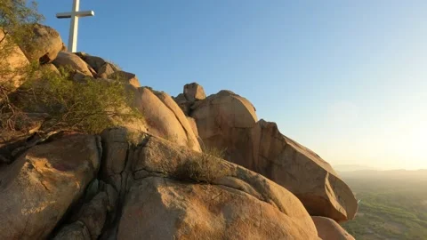 Cross 1 with Sun setting Video stock 152534513