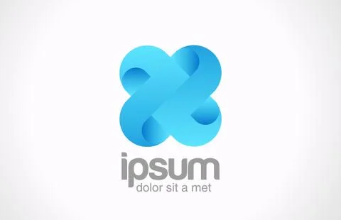 Cross abstract logo template. x vector loop shape. infinite sign. Illustrazione stock