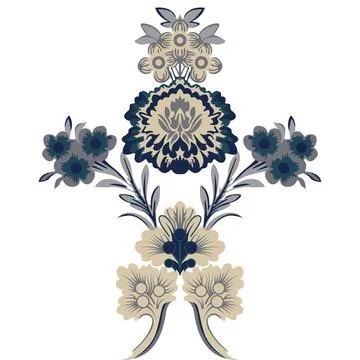 A cross adorned with flowers Stock Illustration